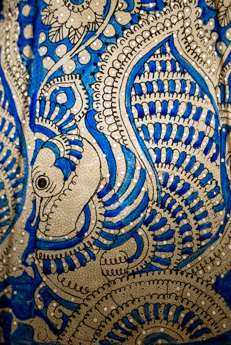 Tholu Bommalata | Peacock and Floral Lamp Art | 12 Inch