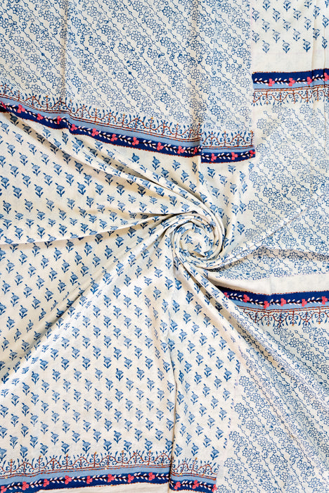 Kantha and Aari Work | Handloom 3 Piece Suit | Dabu Block Print Summer Cotton