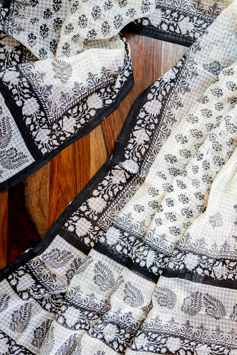 Kantha and Aari Work | Handloom 3 Piece Suit | Dabu Block Print Summer Cotton