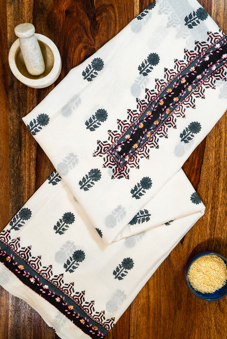 Kantha and Aari Work | Handloom Kurta | Dabu Block Print Summer Cotton