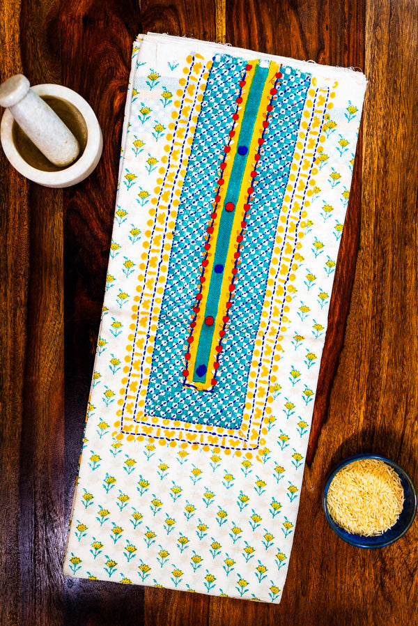Kantha and Aari Work | Handloom Kurta | Dabu Block Print Summer Cotton