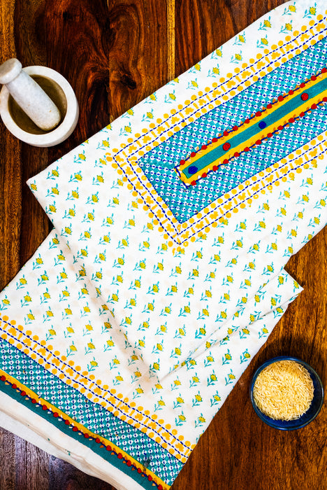 Kantha and Aari Work | Handloom Kurta | Dabu Block Print Summer Cotton