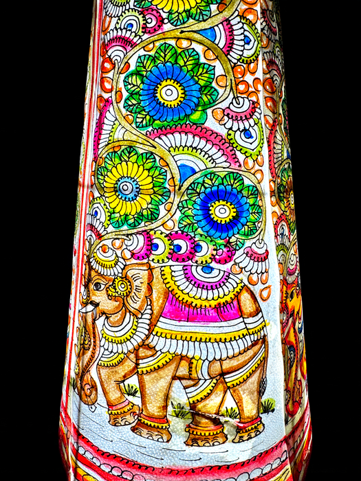 Tholu Bommalata | Floral Elephant Lamp Art | 16 Inch